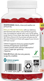 Rainbow Light Vitamin D Gummies, High Potency Vitamin D3 2,000IU Immune Health Support, Helps Support Strong Bones & Teeth, Gluten Free, Vegan, Peach, 60 Gummies