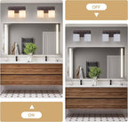 2 Light Modern Bathroom Light Fixtures Over Mirror, Bronze Finish Vanity Lights for Bathroom Wall Sconces with Milky White Glass Shades, E26 Socket (Bulbs Not Included)