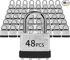 Padlocks with Same Key, LQYN 48 Pcs Laminated Keyed Padlock (1-9/16", 40mm), Keyed Alike Locks, Normal Shackle, for Storage Locker, Hasp Latch, Toolbox, Sheds