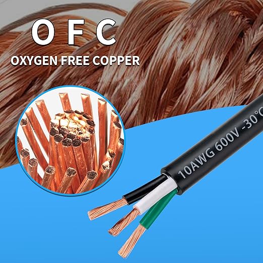 10 Gauge 3 Conductor Electrical Wire 10 AWG 3 Wire Oxygen-Free Copper PVC Stranded 100FT 10/3 Wire for LED Lighting Outdoor Low Voltage Extension Cable (10AWG-3C, 100FT)