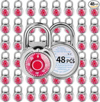 Combination Lock, LQYN Standard Dial Combination Lock, Pack of 48; Red Turnplate, 2 in. Wide, Fixed Three Digital Combination, for School, Gym & Locker, Toolbox, Gate