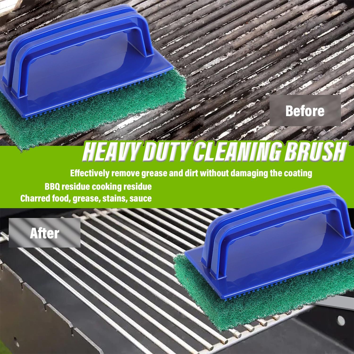 5 Pack Electric Cleaning Brush Pad Kitchen Bathroom Household Cleaning Pad Swimming Pool Wall Cleaning Brush Heavy Duty Griddle Scrubber Scouring Pad and 1 Pack Handle kit(Green)