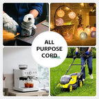 15 Ft Outdoor Extension Cord - 12/3 SJTW Heavy Duty White Extension Cable with 3 Prong Grounded Plug - Power Cord for Lawn, Garden, Appliances