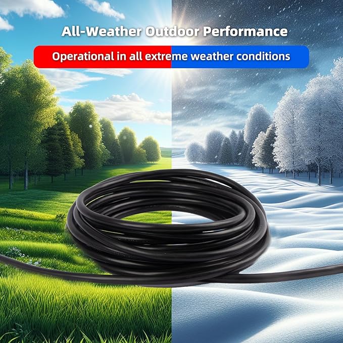 25 FT Outdoor Extension Cord Waterproof, Black, 3-Prong Power Cord, 16 AWG SJTW, 13A 1625W, Grounded, General Purpose Long Extension Cord for Lawn & Garden, ETL Listed
