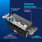 IDER Minimalist Design Matte Finish Lighted Triple Switch, Combination Frameless Decorator Switch with Locator Light, Ground Terminal, Single Pole, 15A 120-277V, UL Listed, LCS3-1P-SG, Space Gray