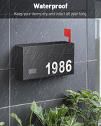 Uniclife Mailboxes for Outside, Wall Mount Mailbox with Flag and Mailbox Number Stickers, Large Metal Mail Box for House, Modern Post Box for Outdoor Office Home, (No Locking Mechanism)