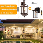 18” Large Outdoor Light Fixtures Oil Rubbed Bronze 2 Pack, Exterior Lights House Porch Lights Outside Sconces Anti-Rust Aluminum Patio Wall Lanterns Brown Wall Mount Lamps, IP65 Waterproof