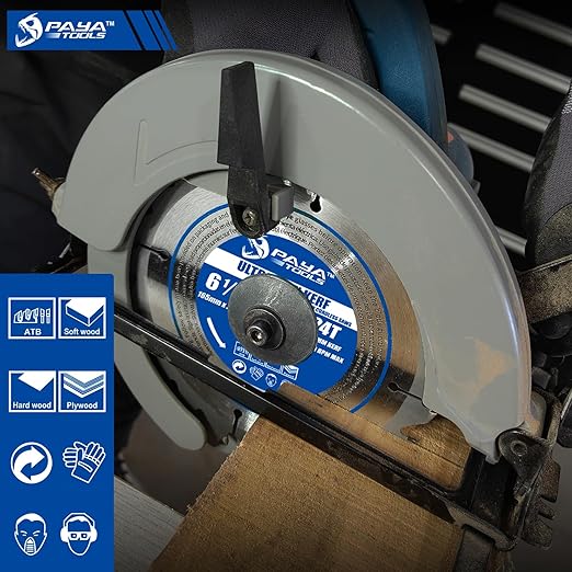 6-1/2-Inch 24-Tooth Circular Saw Blade, 0.059" Ultra Thin Kerf Blade 20mm Bore (16mm Reduction Ring Included),TCT ATB Framing Blade for Wood Fast Cutting