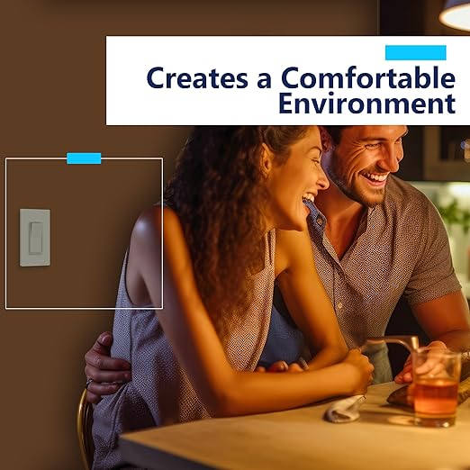 LIDER Dimmer Paddle Switch for Dimmable 300W LED/CFL Lights, 1-Pole or 3-Way, 120 V, Modern Upgrade, UL Listed, Wall Plate Included, White, 6 Pack