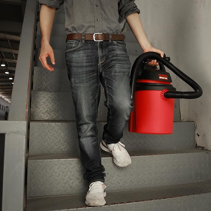 Shop-Vac 5890489 4 Gallon 4.0 Peak HP Wet/Dry Vacuum, 1.25 Inch Diameter x 4 Foot Hose, 6 Foot Cord, Ideal for Jobsite, Garage & Workshop