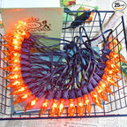 27.8Ft Fall Decor Flickering Flame String Lights Orange Halloween Lights with 25+2 Pack C7 Orange Flame Light Bulbs, Flame String Lights for Fall Halloween Decorations for Home Mantel Party Garden
