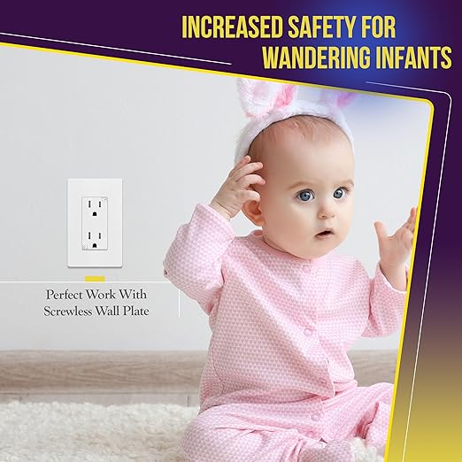 ENERLITES Decorator Wall Receptacle Outlet, Tamper-Resistant Standard Electrical Wall Outlet, Residential Grade, 3-Wire, Self-Grounding, 2-Pole, 15A 125V, UL Listed, 61501-TR-W-10PCS, White (10 Pack)