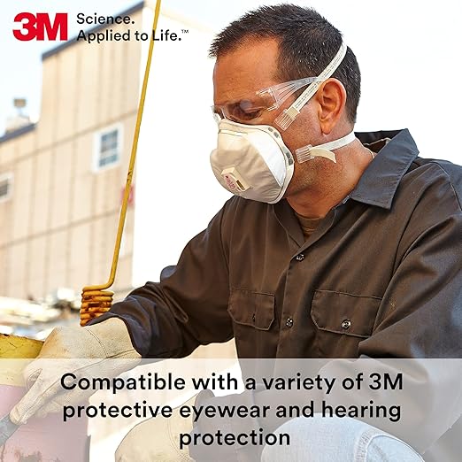 3M Disposable Particulate Cup Respirator 8293 P100 with Cool Flow Exhalation Valve, NIOSH APPROVED, Adjustable Buckle Straps and Noseclip, Face Seal, Individually Packaged