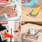 Christmas Swedish Dishcloths for Kitchen, 6 Pack Vintage Farm Animals Reusable Paper Towels Housewarming Gifts for Women, Xmas Absorbent Dish Rags for Home Cleaning