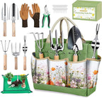 Gardening Tools Set for Women 29Pcs Heavy Duty Garden Hand Tools Set with Floral Tote Bag Rust-Proof Garden Tool Kit Supplies Gardening Esssential Gifts for Women Men