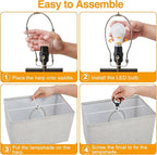 Luvkczc Nightstand Lamps Set of 2 with USB C+A Ports, 24'' Tall Table Lamp with Two 3000K LED Bulbs, Linen Lampshade, Modern Bedside Lamp for Living Room, Bedroom Reading,Grey