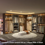 8FT Closet System with Shelves, 96'' Closet Organizer System with 3 Hanging Rods, Wall Mount Bedroom Wardrobe Walk-in Closet, Adjustable Cloth Garment Rack from 5 to 8FT (Cut to Fit), Grey