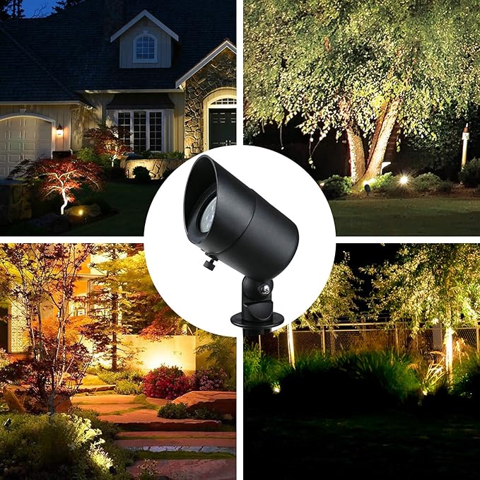 Doluck 4W LED Landscape Lights Low Voltage Landscape Lighting Spotlights GL101-BKLED8 AC/DC 12V Warm White Waterproof for Driveway,Yard, Lawn,Patio,Walls,Trees,Flags,Outdoor Light (Black, 8 Pack)