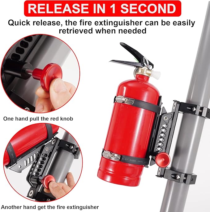 UTV Fire Extinguisher Mount Bracket, Quick Release Fire Extinguisher Mount Holder for Jeep, Offroad Car, UTV Accessories (B)