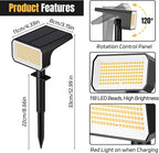 Solar Spot Lights Outdoor, [4 pack/118 LED] 4 Modes Auto On/Off Solar Landscape Spotlights, Ip67 Waterproof Solor Powered Pathway Lights for Outside Yard Garden Walkway Tree Patio (Warm White)
