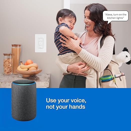 Lutron Caseta Original Smart Dimmer Switch (Lutron Smart Hub Required), for LED Lights, 150 Watt, Single-Pole/3-Way, No Neutral Required, PD-6WCL-WH, White