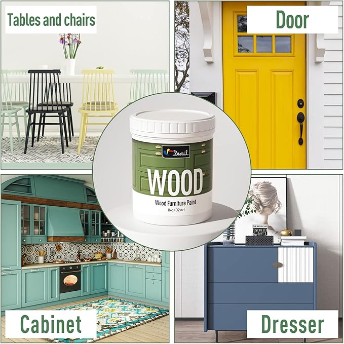 DWIL Matte Finish Furniture Paint - 64 Oz Wood Paint for Cabinets, Doors, Tables, and Dressers Refinishing - Water-Based, Non-Toxic & Odorless, Easy to Apply(Ivory White)-With Tools