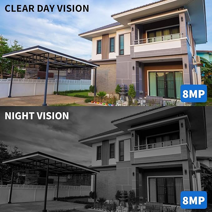 GW Security Cameras System 8CH (3840x2160) HD-TVI 4K CCTV DVR with 8 Weatherproof 8MP 100ft Night Vision UltraHD 4K 2.8-12mm Varifocal Zoom Surveillance Cameras, Email Alert with Snapshot