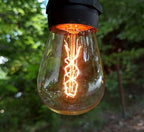 Hometown Evolution, Inc. E26 Outdoor Commercial String Lights with Suspended Socket for Weatherproof Heavy Duty Vintage Outside Lighting (S14 Zig Zag Edison 11 Watt Bulbs, 24 Foot 12 Socket)