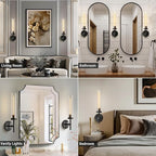 Black Wall Sconces 19.48'' Knurled Texture Indoor Wall Light Fixtures, Bathroom Vanity Light Fixtures with Clear Glass, Modern Wall Lamp for Bathroom Living Room Bedroom Hallway