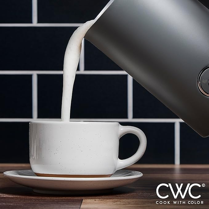 COOK WITH COLOR 4-in-1 Electric Milk Steamer and Frother - 2-Minute Heating and Frothing, Hot and Cold Foam Maker for Coffee, Latte, Cappuccino, Macchiato, Milk Warmer, Auto Shut Off, Grey