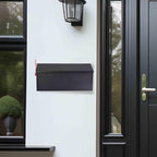 Black Wall-Mounted Mailbox - Security Wall Mailbox - Waterproof Iron Vertical Delivery Mail Box Outdoor
