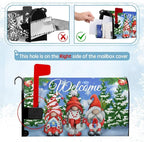 Winter Gnome Welcome Mailbox Covers Magnetic Lrage Size Pine Tree Mailbox Post Cover Snowflake Mailbox Wraps Oversized Waterproof Xmas Decor for Yard Garden 21 X 25.5 Inch