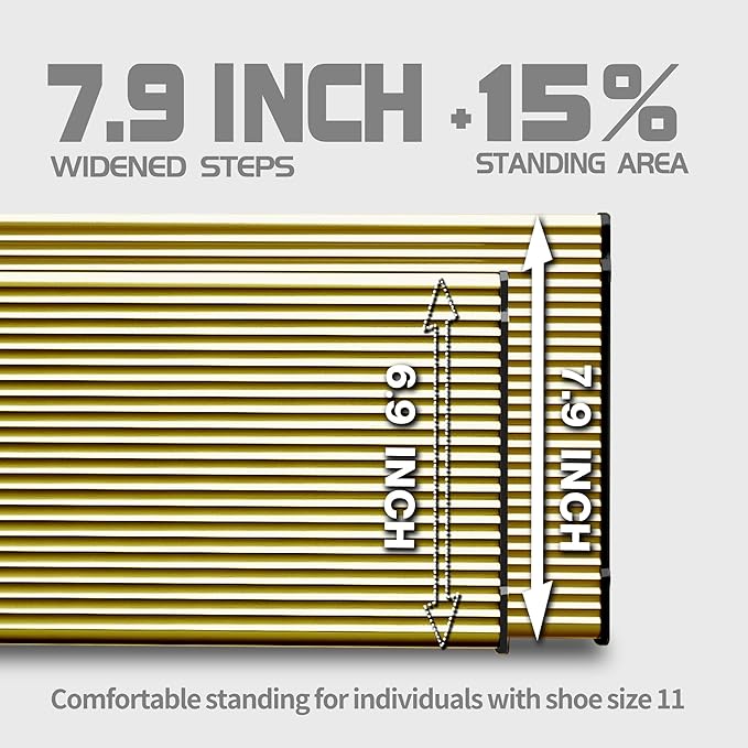 3 Step Ladder,Folding Step Stool with Aluminum Wide Pedal& Convenient Handgrip,330lbs Capacity Steel Ladder for Household and Office(Gold)