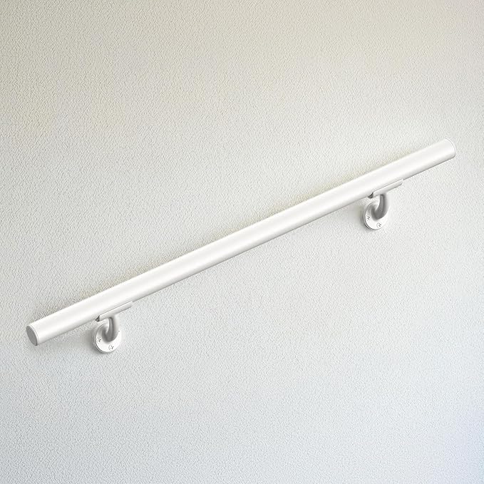 Meranti Aluminum Handrail for Indoor or Outdoor Steps and Stairs – Hand Rails for Elderly – DIY Complete Stair Railing Kit (AHR, Glossy White, 10' Length)