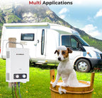 Tankless Water Heater, Camplux 1.58GPM Outdoor Propane Gas Water Heater with Portable Handle, White, 6L