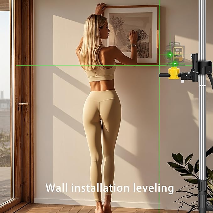 4.2m/13.77ft Multi-Function Laser Level Pole with 1/4" & 5/8" Threads - Upgraded Universal Mount for 360° Rotation & Front-Back Adjustment