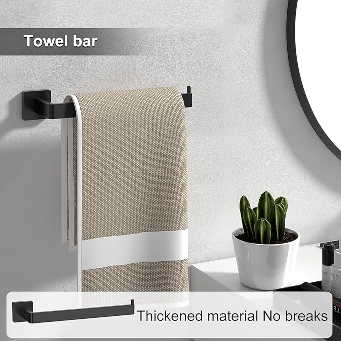 Toilet Paper Holder Collision Avoidance Towel Racks for Bathroom Thickened Material 304 Stainless Steel Towel Bar 10-Piece Black Bathroom Accessories Will Not Rust Bathroom Hardware Set