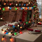 25 Pack Multicolor Christmas Light Bulbs,C9 Glass Incandescent Christmas Replacement Bulbs for String Light,C9/E17 Candelabra Base 7 Watt Great for Outdoor Indoor and Christmas Decorations