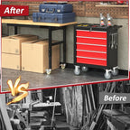 5 Drawers Rolling Tool Chest with Wheels, Portable Rolling Tool Boxes with Wheels, Tool Box Storage Cabinet with Locking System for Garage (BlackRed, 5 Drawers)