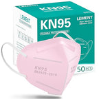 LEMENT KN95 Face Masks,50 Pack 5-Ply Breathable Cup Dust Disposable Masks For Adults,Pink