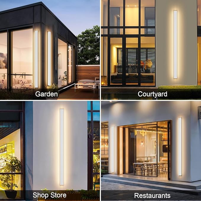 Aipsun Porch Wall Lights 59inch Long Strip Modern LED Outdoor Wall Light Fixture, 1 Pack White Wall Mount Lighting Sconce Exterior Lights Wall Sconce Long Linear Outside Lighting 3000K
