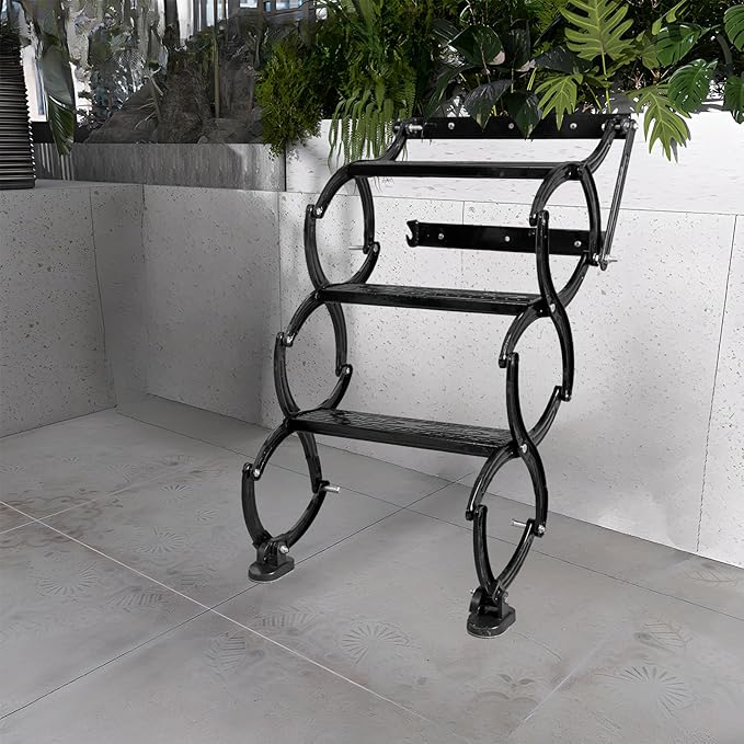 3 Steps Wall Mounted Attic Ladder, Indoor Attic Stairs Pull Down System, Metal Telescoping Step Ladders, Anti-slip Retractable Folding Stair, Loft Extension Steps Staircase for Garages(black, 3 Steps)