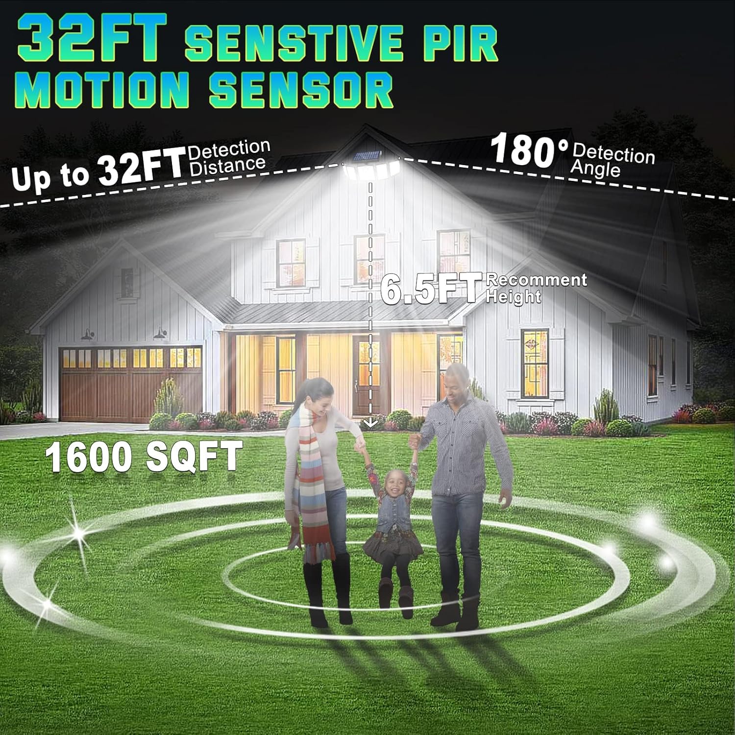 Solar Outdoor Lights Motion Sensor Waterproof - 416 LEDs 3000 Lumens Super Bright Solar Flood Security Light for Porch Yard Patio Garage, 3 Brightness 3 Modes (Pack 2)