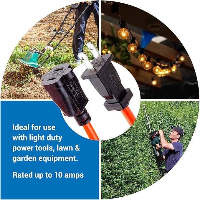 Clear Power 16 Gauge 3Prong Cords (16/2-2-Prong Polarized, Orange, 100 ft)