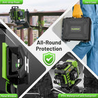 Huepar Laser Level 360 Self Leveling, W04CG Upgraded 4x360° Bluetooth Construction Lazer Leveler Tool with Electric Rotating Base ＆ Large LCD Screen, 4D 16 Lines Green Cross Laser Level
