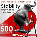 HBTower Step Ladder, Folding Step Stool with Wide Anti-Slip Pedal, Sturdy Steel Ladder, Convenient Handrail, Lightweight, Portable Steel Step Stool
