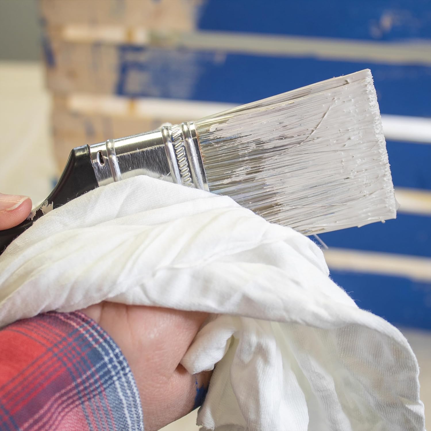 Premium White T-Shirt Cleaning Rags (600 lbs. Pallet 60x10 lbs. Compressed Box of Rags) – White Cotton Cloths for Cleaning, Staining, Painting, Oil, Grease & Dust Removal