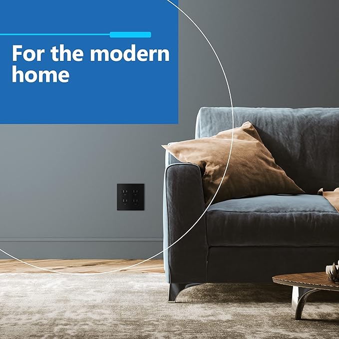 LIDER Matte Finish Double Decorator Switch Cover, Screwless Wall Plate, Mid-Size 2-Gang 4.88" x 4.92", Unbreakable Polycarbonate Thermoplastic, UL Listed, LSWP-32M-BK5P, Black, 5 Pack