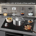 Electric Cooktop 36 Inch 5 Burners, Matte Glass Electric Stove Top, Built-in Ceramic Cooktop with Touch Control, Fast Heat, Multiple Safety Protection, 9000W with Hard Wire for 220V~240V