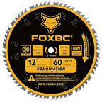 FOXBC 12 Inch Combination Miter Saw Blade, 60-Tooth, Wood Cutting with 1 Inch Arbor